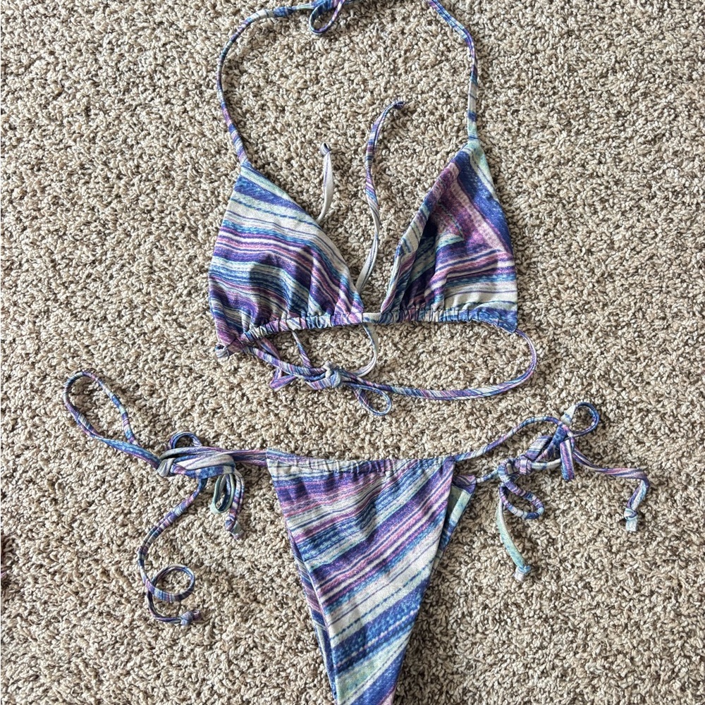 frankie’s bikinis sparkly striped hailey steinfield bikini